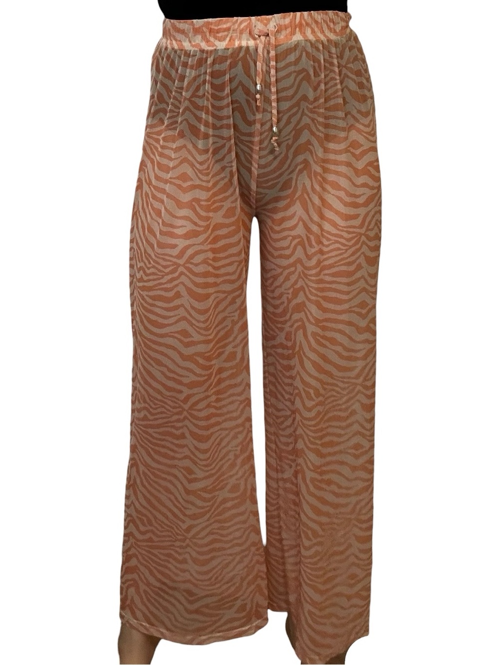 TiniBikini Mesh Coverup Pants Animal Print Zebra Orange Beach Size Small